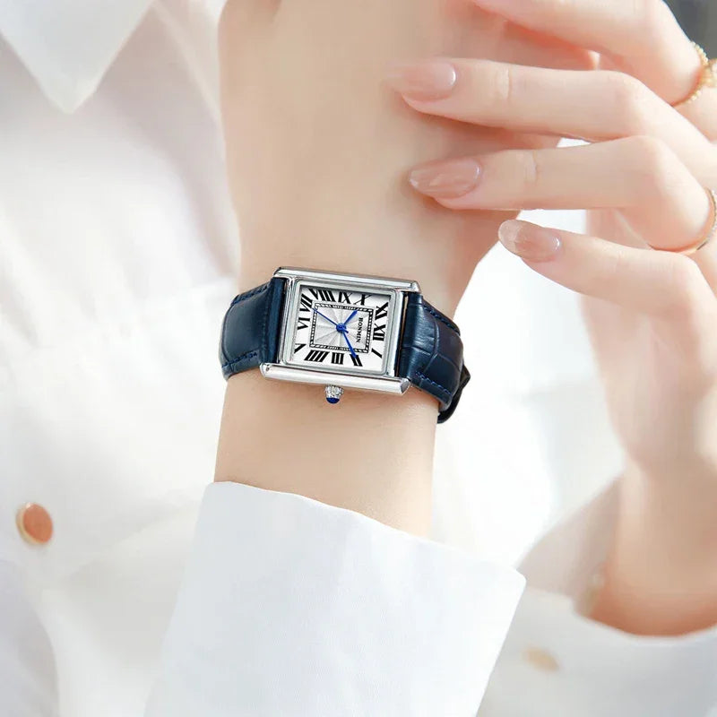Waterproof Quartz Couple Watches with Leather Straps - Stylish Square Design for Men and Women - Buzzastore