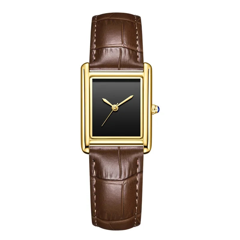 Waterproof Quartz Couple Watches with Leather Straps - Stylish Square Design for Men and Women - Buzzastore