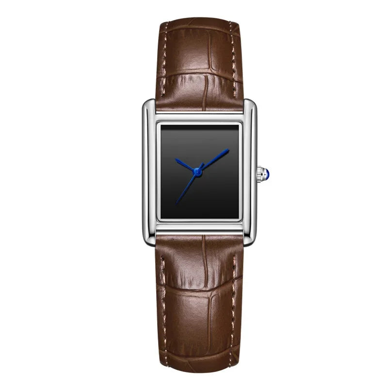 Waterproof Quartz Couple Watches with Leather Straps - Stylish Square Design for Men and Women - Buzzastore
