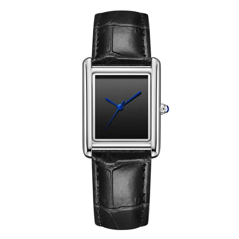 Waterproof Quartz Couple Watches with Leather Straps - Stylish Square Design for Men and Women - Buzzastore