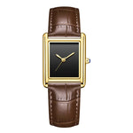 Waterproof Quartz Couple Watches with Leather Straps - Stylish Square Design for Men and Women - Buzzastore