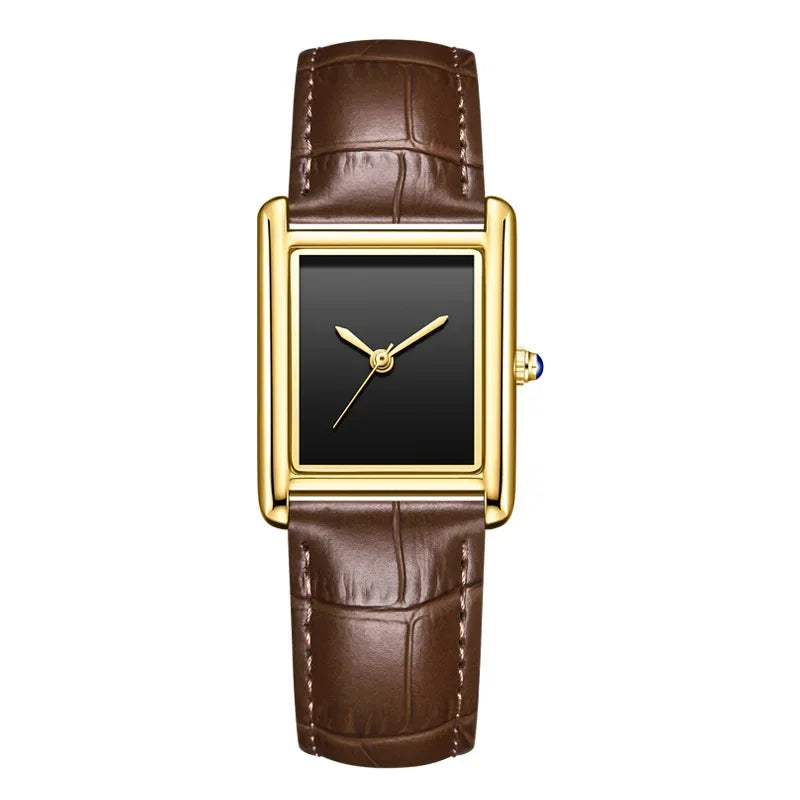 Waterproof Quartz Couple Watches with Leather Straps - Stylish Square Design for Men and Women - Buzzastore