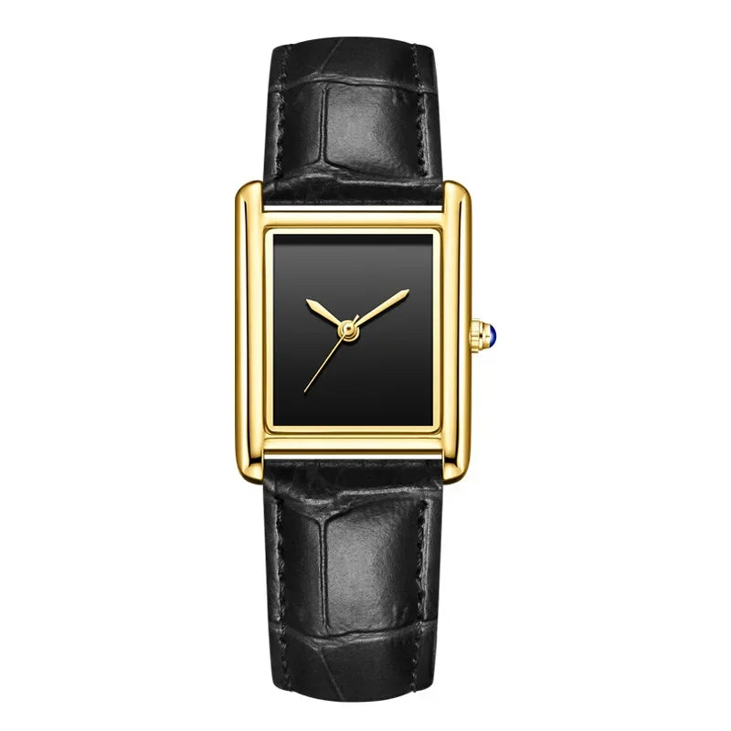 Waterproof Quartz Couple Watches with Leather Straps - Stylish Square Design for Men and Women - Buzzastore