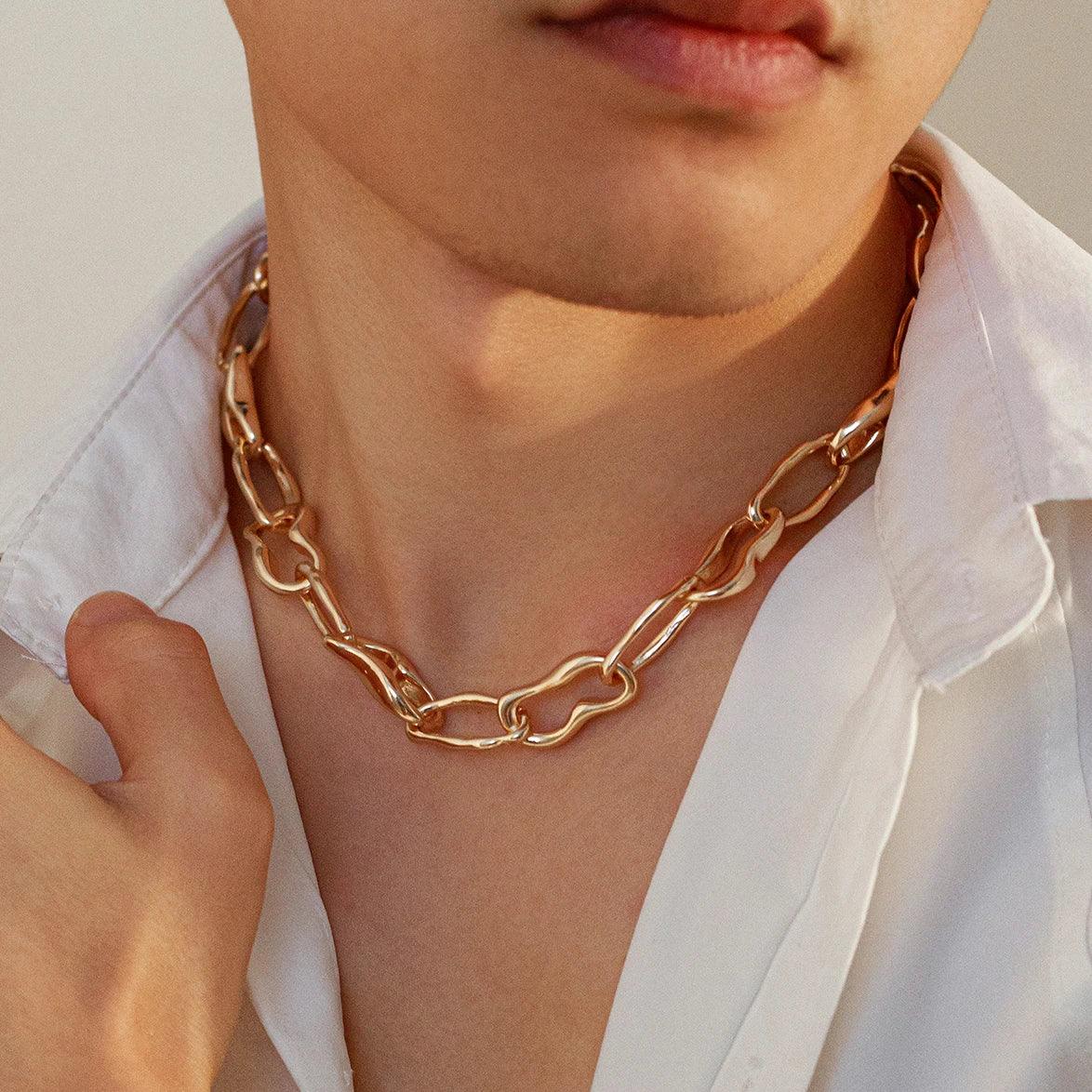 Chunky Irregular O Chain Necklace for Men Women - Punk Goth Grunge Steampunk Jewelry - Buzzastore