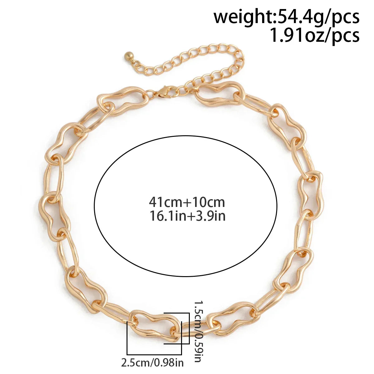 Chunky Irregular O Chain Necklace for Men Women - Punk Goth Grunge Steampunk Jewelry - Buzzastore