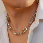 Chunky Irregular O Chain Necklace for Men Women - Punk Goth Grunge Steampunk Jewelry - Buzzastore