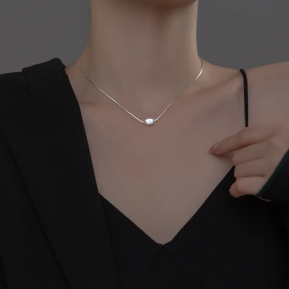 Elegant 925 Silver Chain Pearl Necklace for Women - Fashion Jewelry for Girls - Buzzastore