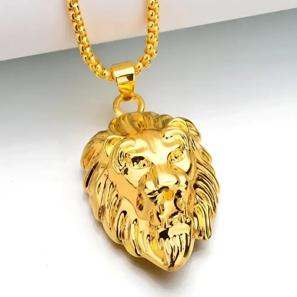 Lion Head Pendant Necklace for Men - Stylish Fashion Accessory - Buzzastore