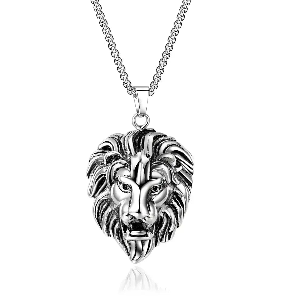 Lion Head Pendant Necklace for Men - Stylish Fashion Accessory - Buzzastore