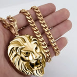 Lion Head Pendant Necklace for Men - Stylish Fashion Accessory - Buzzastore