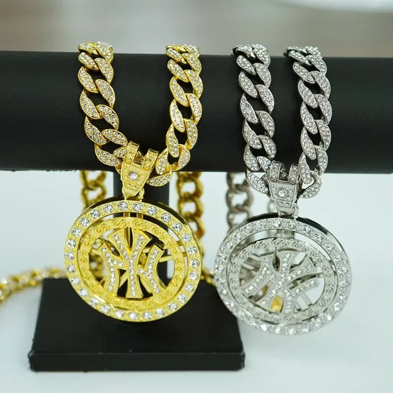 360 Rotating Pendant Necklace for Men - Custom Hip Hop Spinner Charm Trendy Streetwear Jewelry Gift - Buzzastore