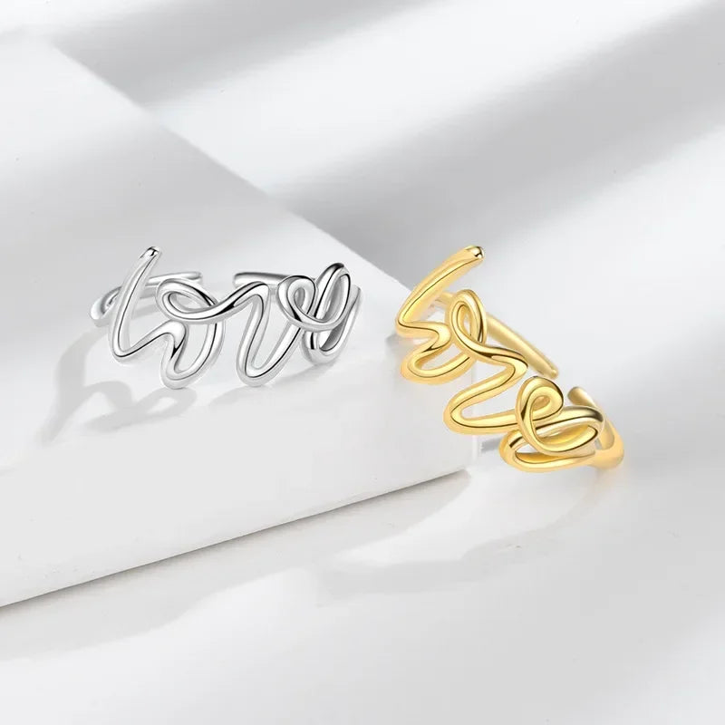 Romantic Geometric Love Ring for Women - Stainless Steel Engagement Wedding Jewelry Gift - Buzzastore