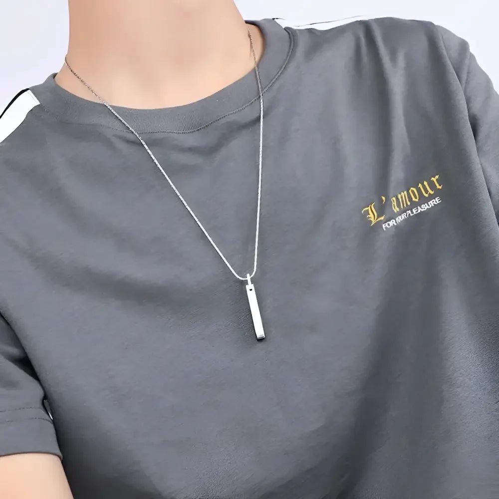 Silver Pendant Necklace - 5mm Thick Chain Jewelry Accessory - Buzzastore