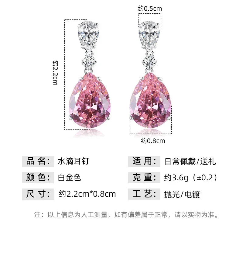 Sweet Pink Pear Cubic Zirconia Drop Earrings - Exquisite Fashion Jewelry for Engagements and Parties - Buzzastore