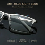 Mens Half-Frame Anti-Blue Light Reading Glasses Metal Presbyopia Frames 10 to 40 Anti-Fatigue Design - Buzzastore