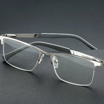 Mens Half-Frame Anti-Blue Light Reading Glasses Metal Presbyopia Frames 10 to 40 Anti-Fatigue Design - Buzzastore