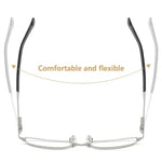 Mens Half-Frame Anti-Blue Light Reading Glasses Metal Presbyopia Frames 10 to 40 Anti-Fatigue Design - Buzzastore