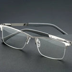 Mens Half-Frame Anti-Blue Light Reading Glasses Metal Presbyopia Frames 10 to 40 Anti-Fatigue Design - Buzzastore