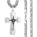 Two-Tone Stainless Steel Cross Pendant Necklace for Men and Women - Buzzastore