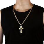 Two-Tone Stainless Steel Cross Pendant Necklace for Men and Women - Buzzastore