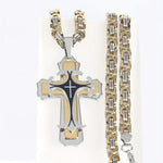 Two-Tone Stainless Steel Cross Pendant Necklace for Men and Women - Buzzastore