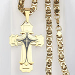 Two-Tone Stainless Steel Cross Pendant Necklace for Men and Women - Buzzastore