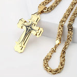 Two-Tone Stainless Steel Cross Pendant Necklace for Men and Women - Buzzastore