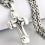 Two-Tone Stainless Steel Cross Pendant Necklace for Men and Women - Buzzastore