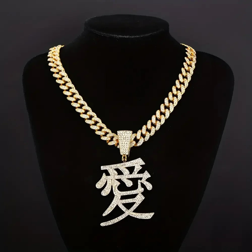 Silver Love Pendant Necklace with Chinese Character Design - Buzzastore