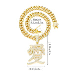 Silver Love Pendant Necklace with Chinese Character Design - Buzzastore