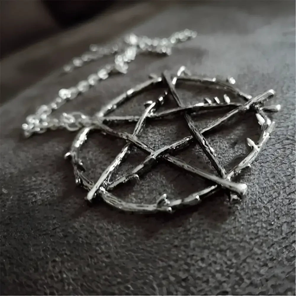 Silver Pentagram Star Pendant Necklace Mystical Jewelry Accessory - Buzzastore