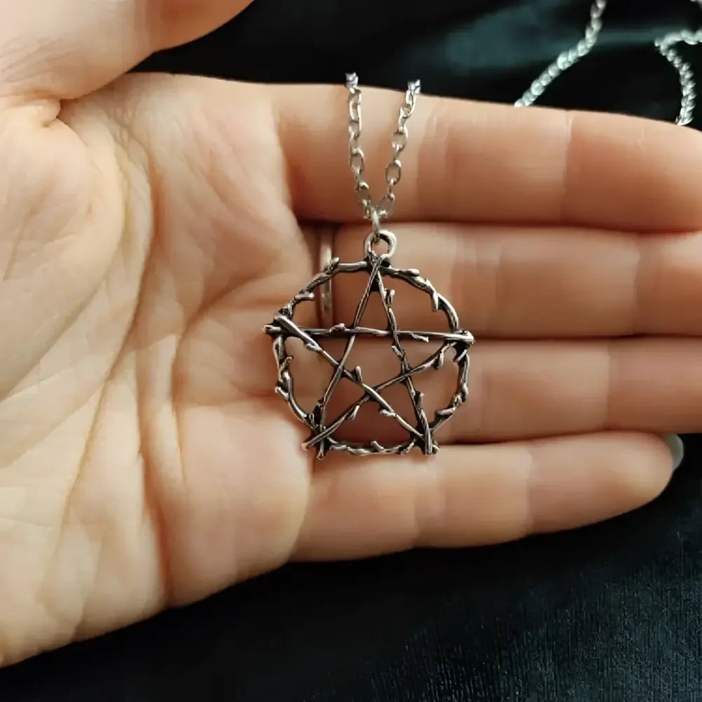 Silver Pentagram Star Pendant Necklace Mystical Jewelry Accessory - Buzzastore