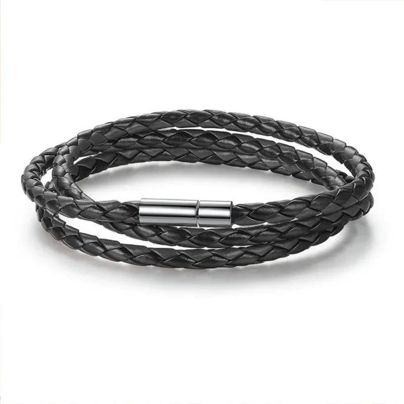 Mens Handmade Multilayer Leather Bracelet - 11 Color Options Ideal Gift - Buzzastore