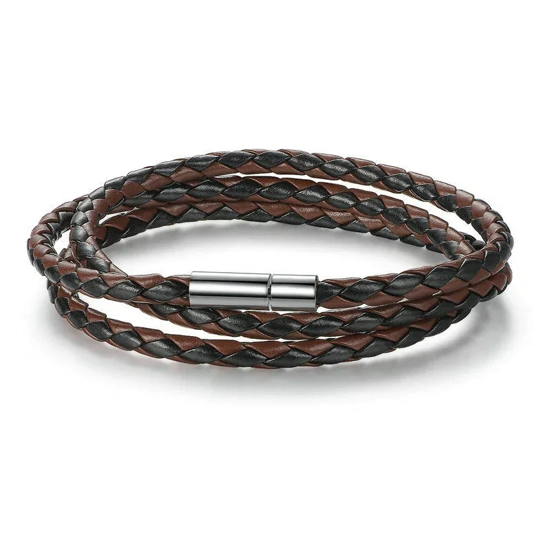 Mens Handmade Multilayer Leather Bracelet - 11 Color Options Ideal Gift - Buzzastore