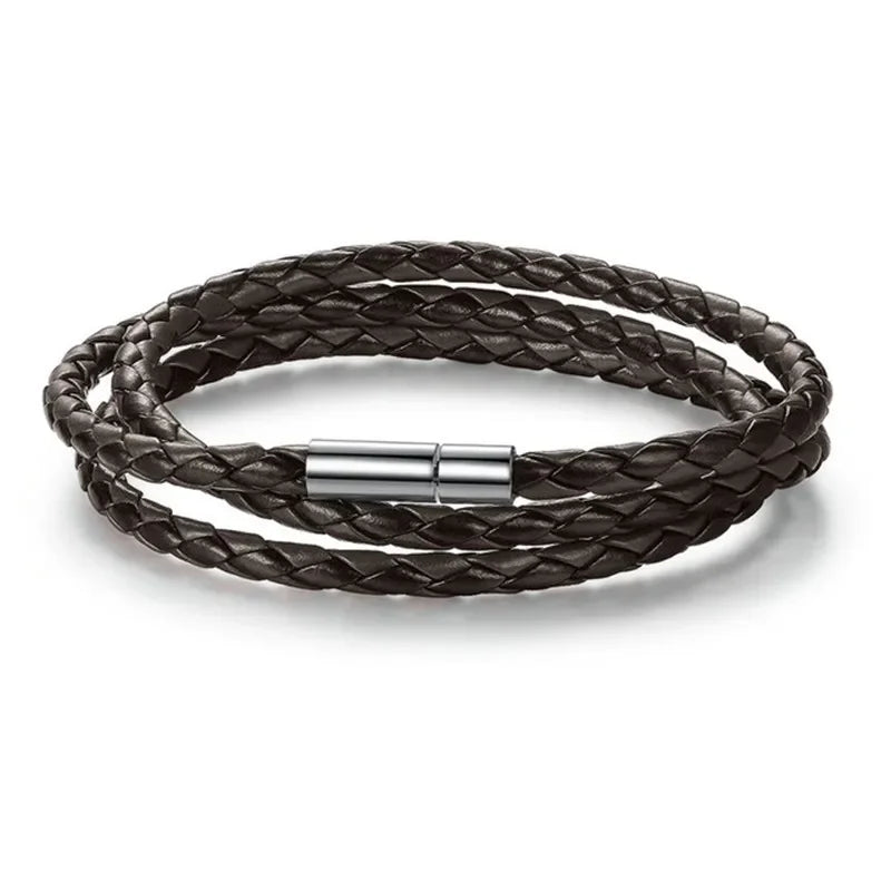 Mens Handmade Multilayer Leather Bracelet - 11 Color Options Ideal Gift - Buzzastore
