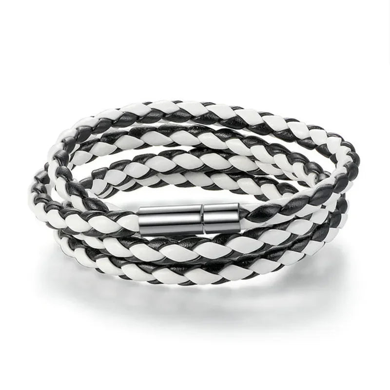 Mens Handmade Multilayer Leather Bracelet - 11 Color Options Ideal Gift - Buzzastore