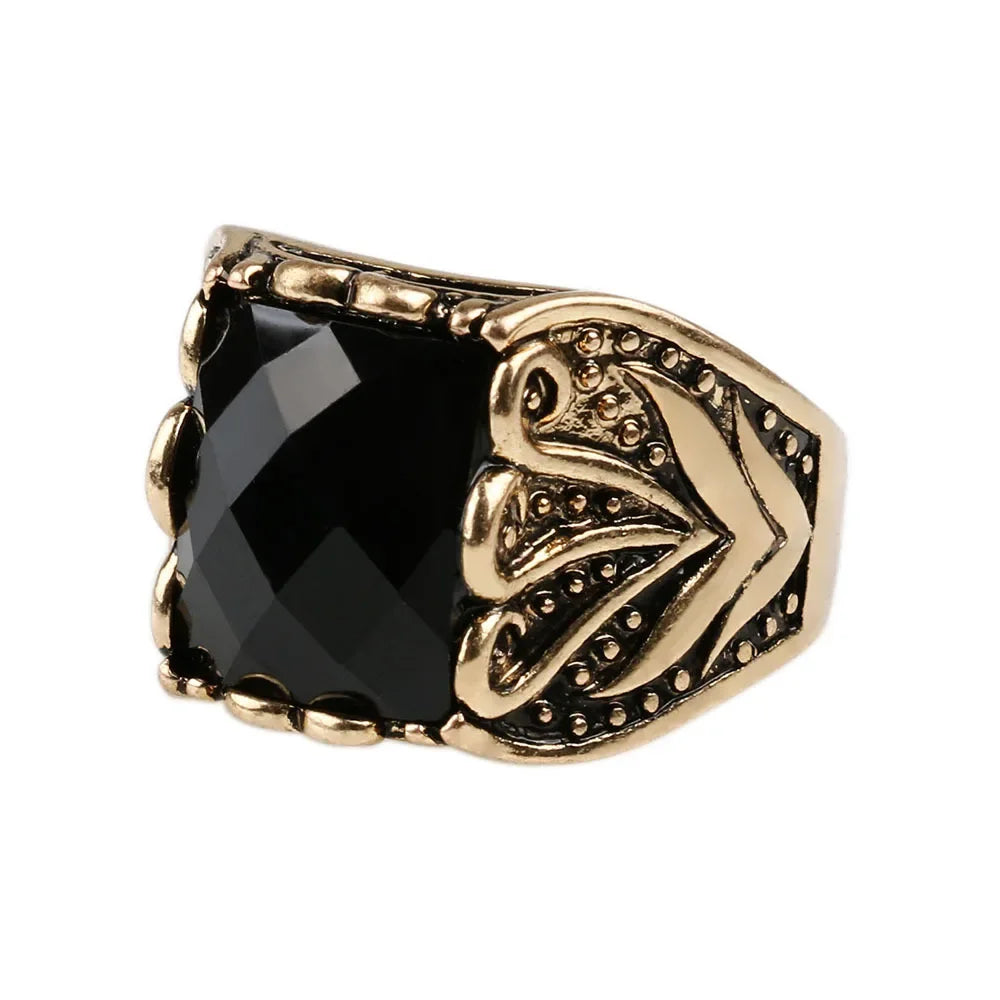 Retro Silver Electroplated Black Mens Ring - Fashion Tidal Jewelry 31029 - Buzzastore