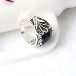 Retro Silver Electroplated Black Mens Ring - Fashion Tidal Jewelry 31029 - Buzzastore