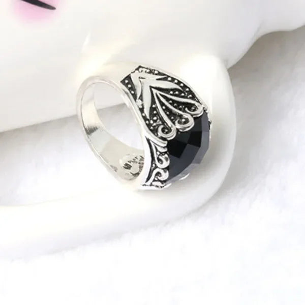 Retro Silver Electroplated Black Mens Ring - Fashion Tidal Jewelry 31029 - Buzzastore
