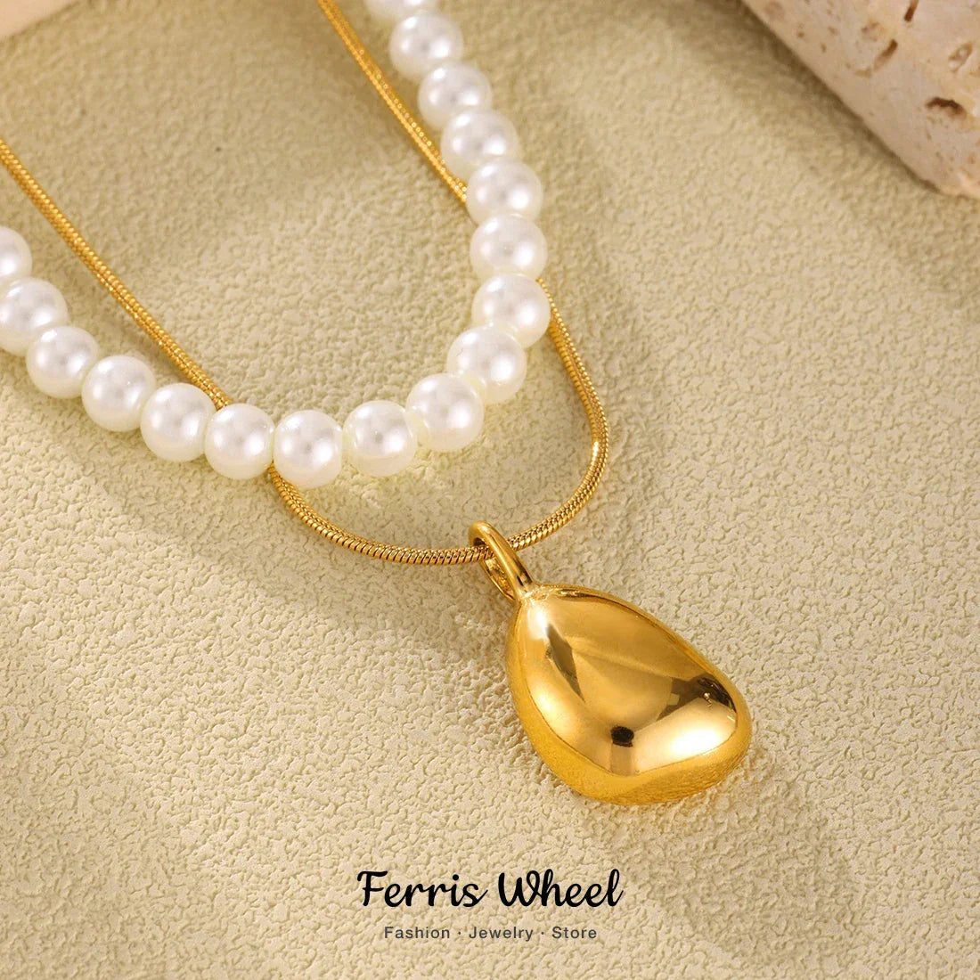 Elegant Gold Plated Pearl Necklace for Women - Waterproof Daily Charm Jewelry Gift - Buzzastore