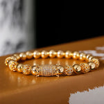 Luxury Crystal CZ Crown Flower Bead Bracelet for Men Women - Elegant Gift Jewelry - Buzzastore