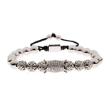 Luxury Crystal CZ Crown Flower Bead Bracelet for Men Women - Elegant Gift Jewelry - Buzzastore