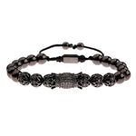 Luxury Crystal CZ Crown Flower Bead Bracelet for Men Women - Elegant Gift Jewelry - Buzzastore