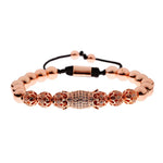 Luxury Crystal CZ Crown Flower Bead Bracelet for Men Women - Elegant Gift Jewelry - Buzzastore