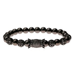 Luxury Crystal CZ Crown Flower Bead Bracelet for Men Women - Elegant Gift Jewelry - Buzzastore