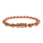Luxury Crystal CZ Crown Flower Bead Bracelet for Men Women - Elegant Gift Jewelry - Buzzastore