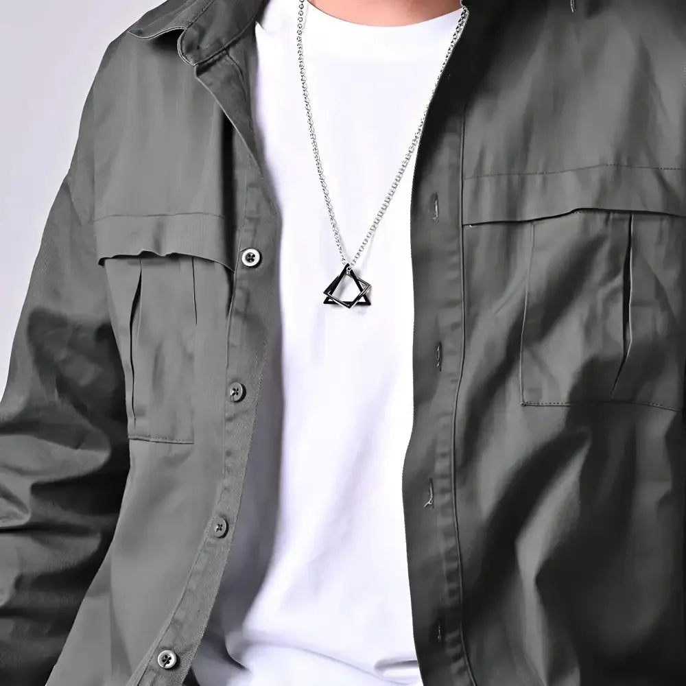 Interlocking Square Triangle Pendant for Men - Modern Geometry Jewelry - Buzzastore