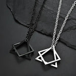 Interlocking Square Triangle Pendant for Men - Modern Geometry Jewelry - Buzzastore