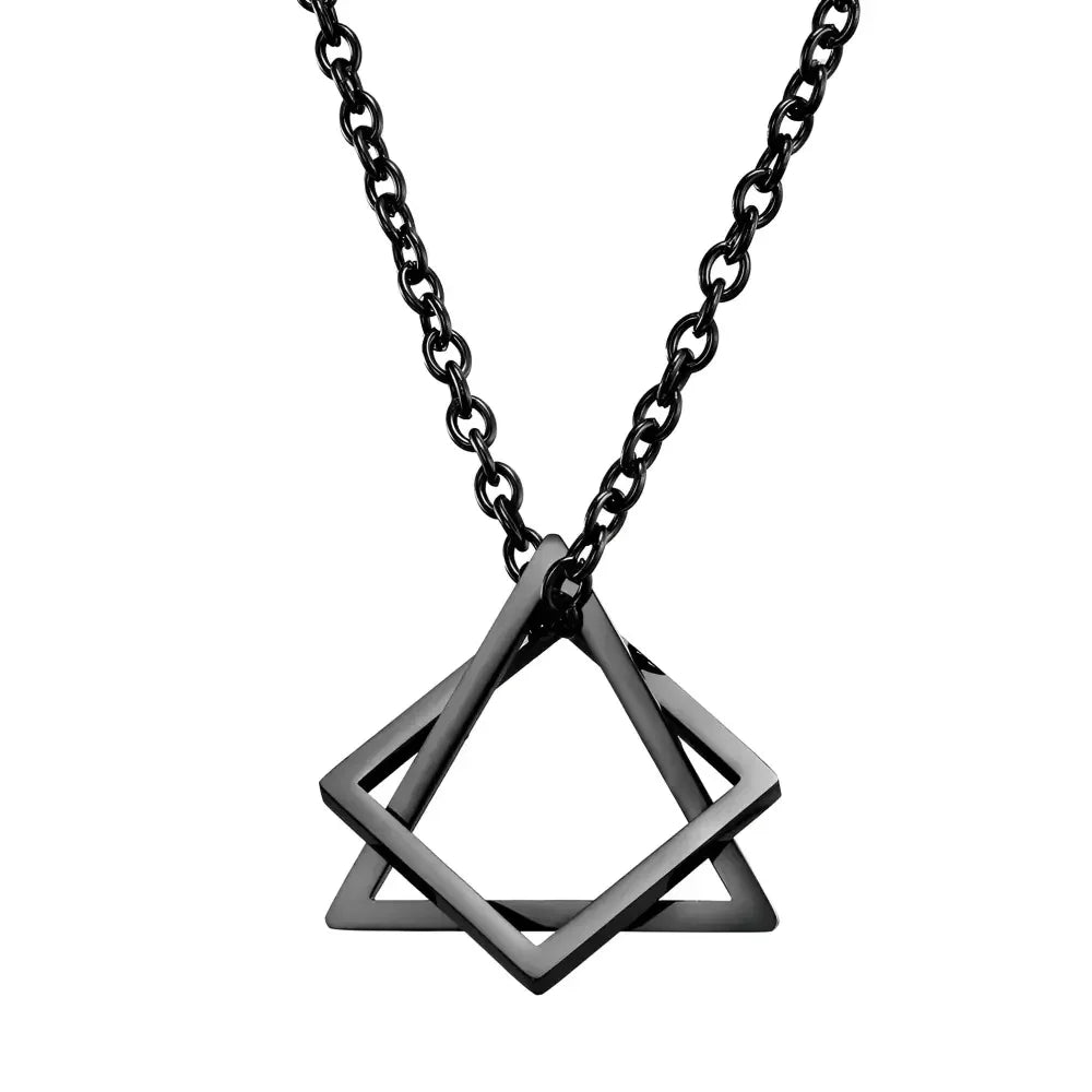 Interlocking Square Triangle Pendant for Men - Modern Geometry Jewelry - Buzzastore