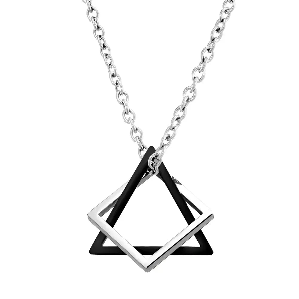 Interlocking Square Triangle Pendant for Men - Modern Geometry Jewelry - Buzzastore